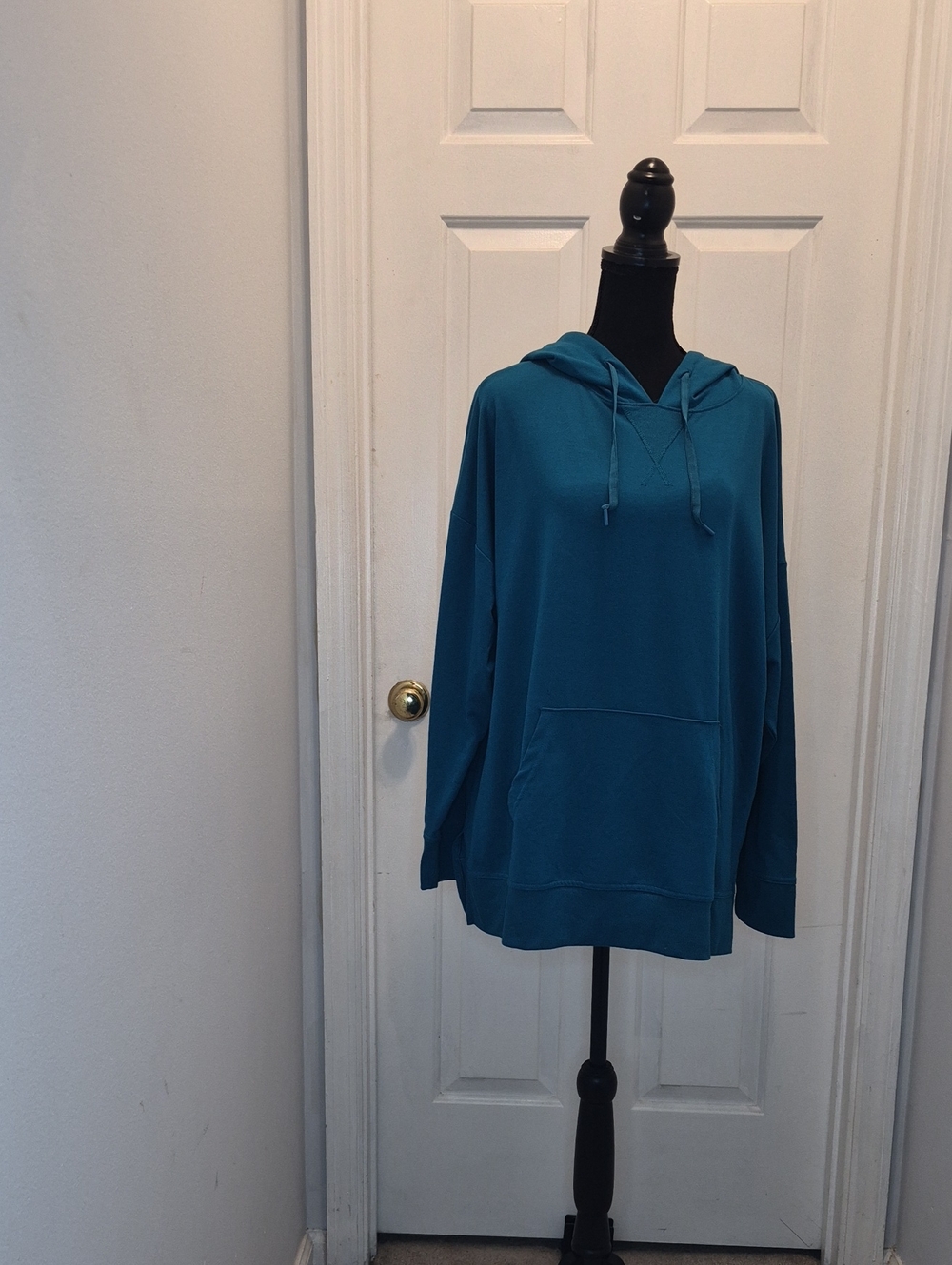T4- Relaxed Teal Hoodie Sweater for Women - sz XL (16-18)